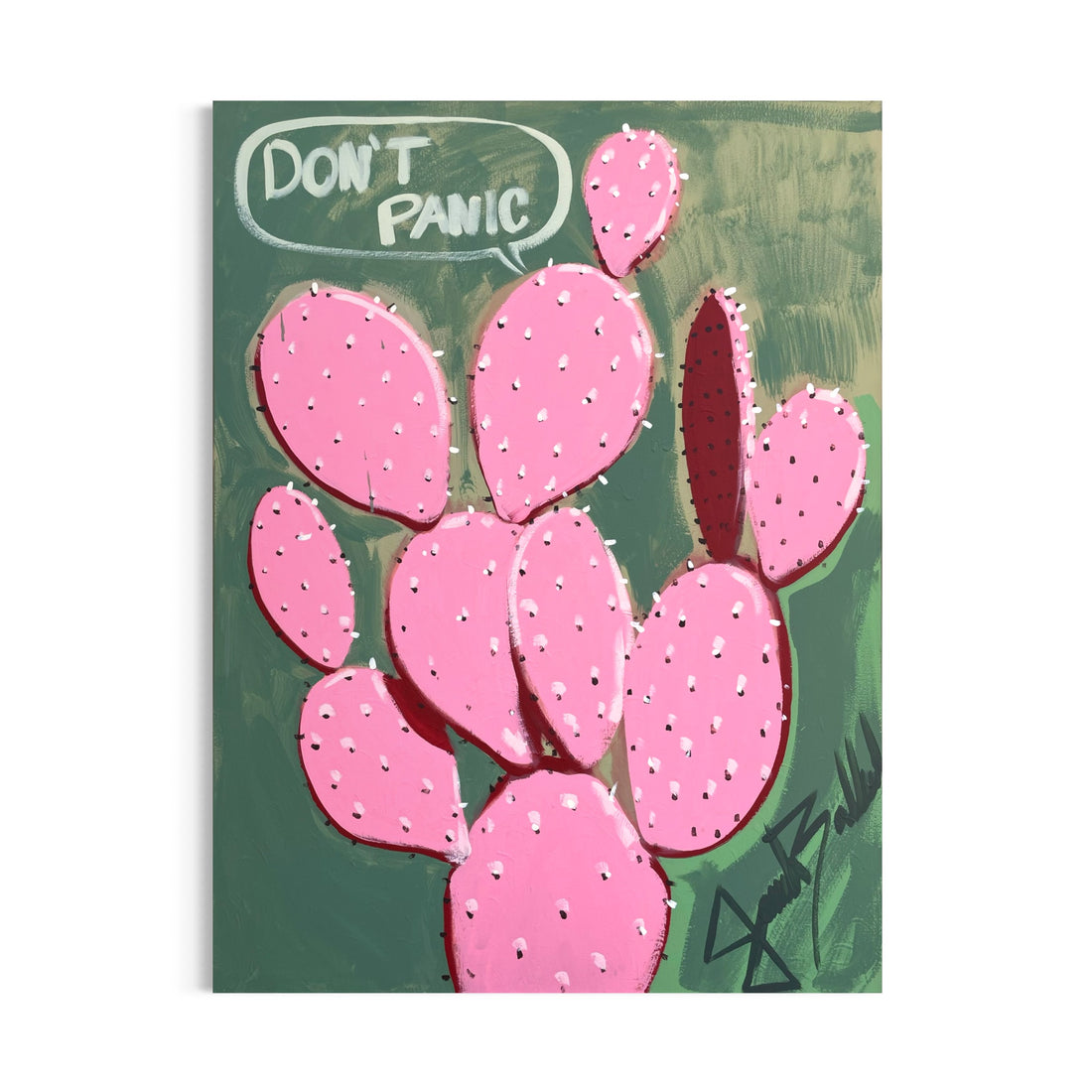 Card with pink cactus illustration and &