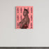Canvas print featuring a portrait of Muhammad Ali with a pink background and decorative fish patterns.