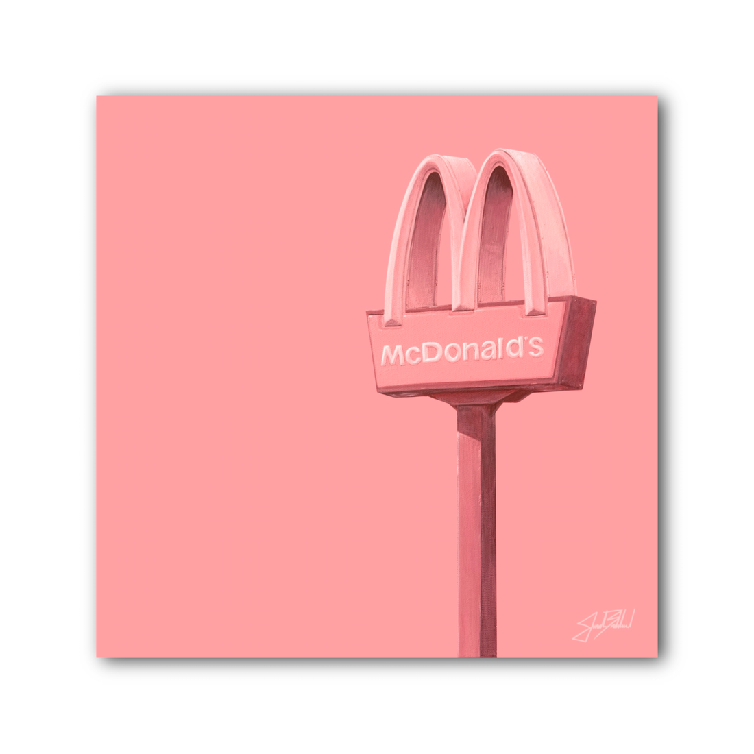 Artificial pink strawberry with the McDonald&
