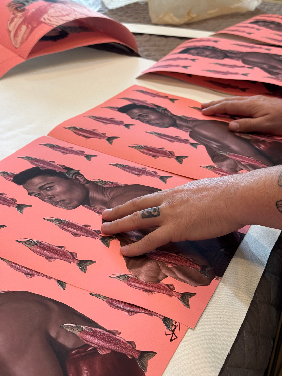 Contemporary figurative art print of Muhammad Ali with warm tones