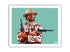 An illustrated paper print of a character from the western-themed movie &