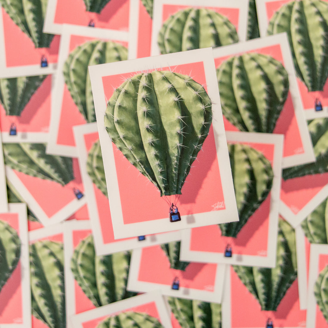 Cactus Hot Air Balloon Sticker