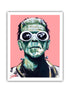 An artistic paper print portrayal of a character resembling Frankenstein&
