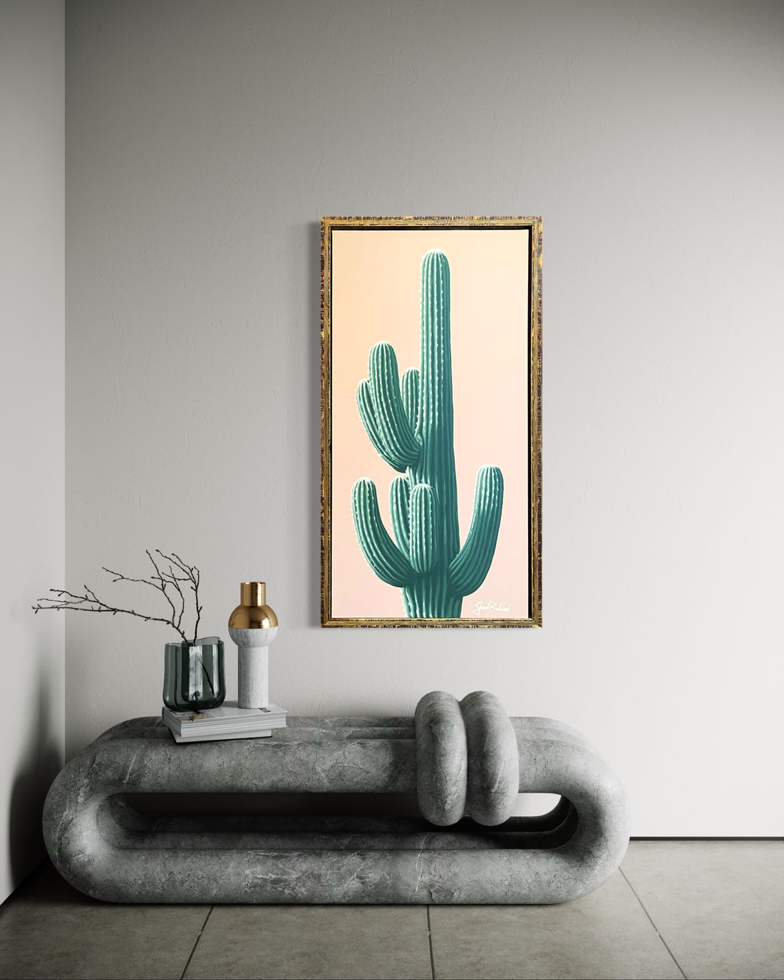 Pastel Green Saguaro Original