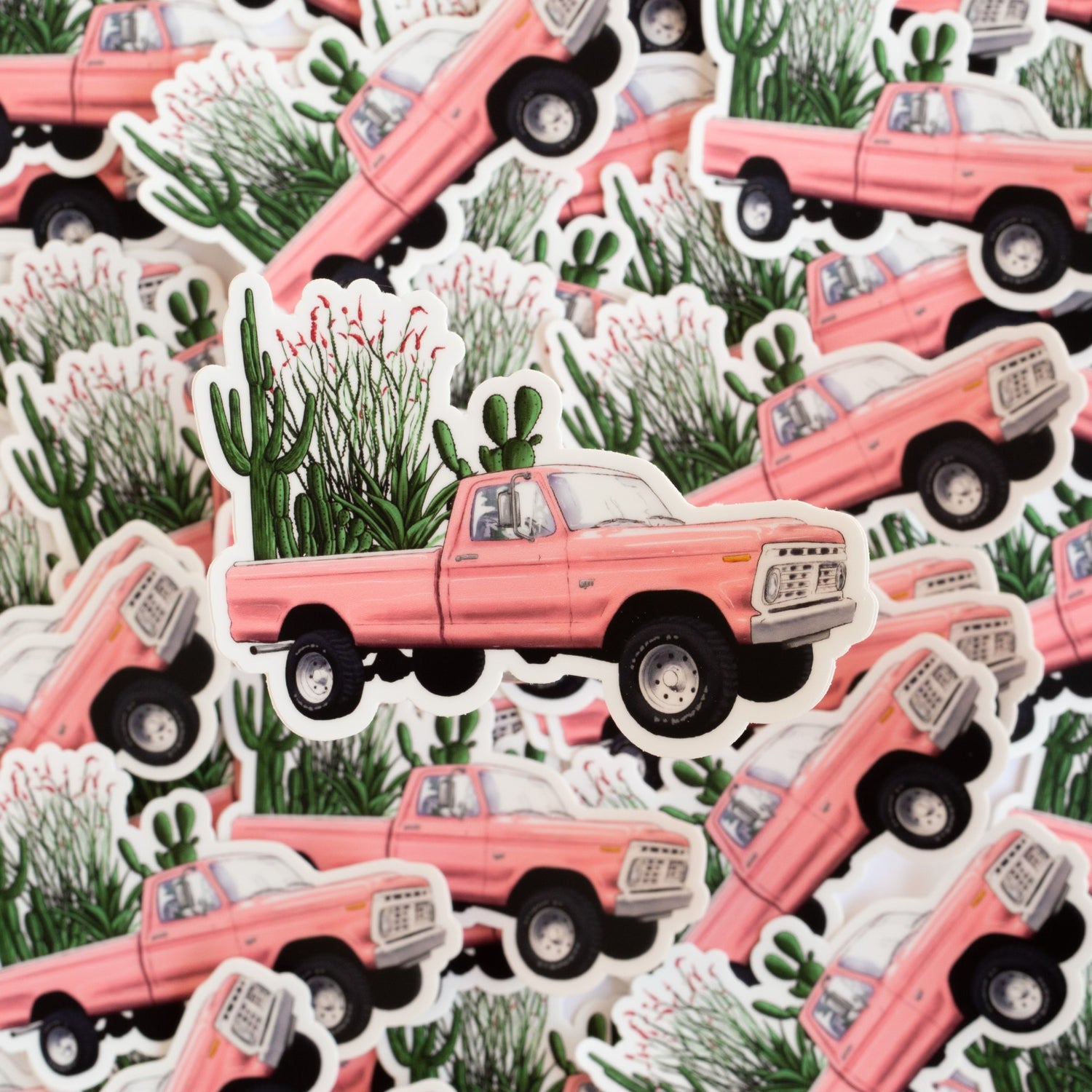 Pink Desert Pickup Sticker