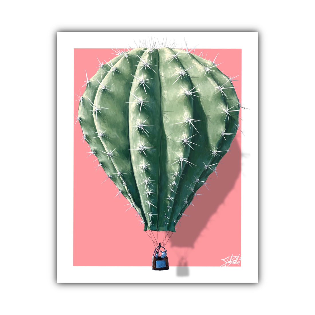 Cactus Hot Air Balloon Paper Print