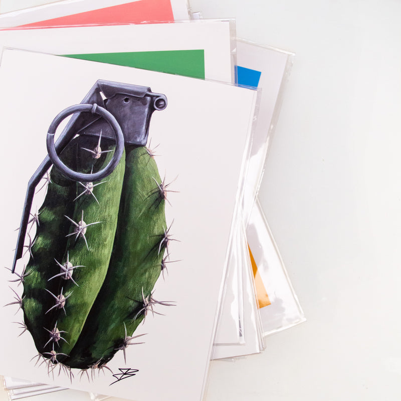 Cactus Grenade Paper Print