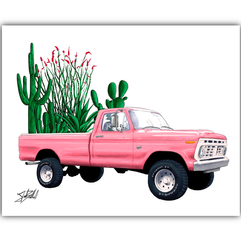 Pink Desert Pickup Paper Print
